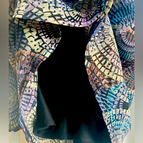 NYLoN MeSH Vintage 90s Y2K Axcess Liz Claiborne Long Sleeve Top Kaleidoscope XL - Picture 5 of 6